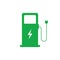 Vehicle Electric Charger Station Silhouette Icon. Ecology Charge for EV Glyph Green Pictogram. Electro Station with Plug