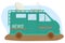 Vehicle minibus news channel special transport, wagon with satellite antenna and journalism equipment flat vector