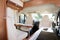 Vehicle recreational interior in wooden view of motorhome modern camper rv van