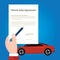 Vehicle sales agreement document paper car hand holding