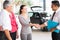 Vehicle salesman handshake customer