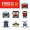 Vehicle and Transport Outline Color Icon.