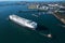 Vehicles carrier HOEGH SHANGHAI entering Port Kembla, Australia (aerial front view)