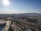 Vehicles elevating one of the most complex roads in Athens, the famous road junction at Faliro, Piraeus. Aerial view over Attica