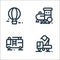 vehicles line icons. linear set. quality vector line set such as backhoe, fire truck, train