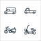 vehicles line icons. linear set. quality vector line set such as electric bike, motorcycle, pickup