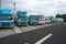 Vehicles parking at Kusatsu Parking area of Meishin Expressway at break of day