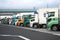 Vehicles parking at Kusatsu Parking area of Meishin Expressway at break of day