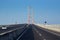 Vehicles passing longest bridge in Indonesia