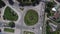 Vehicles on a roundabout junction. Roundabout traffic of cars on the circle ring road aerial top view