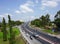 Vehicles running on the My Thuan bridge in Vinh Long, southern Vietnam