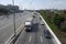 vehicles and Tiete river on the marginal Tiete freeway in Sao Paulo, Brazil