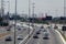 vehicles and Tiete river on the marginal Tiete freeway in Sao Paulo, Brazil