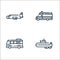 vehicles transports line icons. linear set. quality vector line set such as submarine, minibus, ambulance