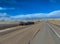 Vehicles truck overturned on highway after a blizzard in winter