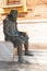 VELEZ-MALAGA, SPAIN - 17 AUGUST 2018 Bronze statue of Miguel de Cervantes, the author famous for the novels of Don Quixote, Velez-