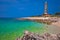 Veli Rat lighthouse and turquoise beach view