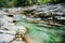 Velika Korita or Great canyon of Soca river, Bovec, Slovenia. Great river soca gorge in triglav national park.