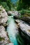 Velika Korita or Great canyon of Soca river, Bovec, Slovenia. Great river soca gorge in triglav national park.