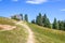 Velika planina plateau, Slovenia, Mountain village in Alps, wooden houses in traditional style, popular hiking