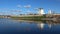 The Velikaya river and Pskov Kremlin in october day. Pskov, Russia