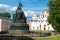 VELIKY NOVGOROD, Tourists near the huge monument