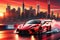 Velocity Unleashed: Sports Car Dominating the Foreground in a Dynamic Drift Posture, Sleek Lines Accentuating Motion, Vibration of