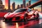 Velocity Unleashed: Sports Car Dominating the Foreground in a Dynamic Drift Posture, Sleek Lines Accentuating Motion, Vibration of