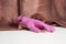 Velvet pink gradient plastic glove