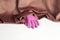 Velvet pink gradient plastic glove