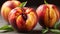 Velvet Symphony: Explore the Luxurious Velvety Exterior and Juicy Interior of a Ripe Nectarine, a Visual Feast Highlighting Its De