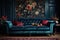 a velvet-upholstered victorian sofa in a modern setting