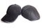 Velveteen sports cap and black leather cap