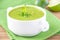 Velvety cream soup from a gentle green peas