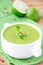 Velvety cream soup from a gentle green peas