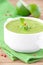 Velvety cream soup from a gentle green peas