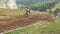 VELYKYI BEREZNYI, TRANSKARPATIA, UKRAINE - AUGUST 28, 2017: Group of racers jumping on the turn of track