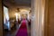 Venaria Reale,Piedmont,Italy. The summer royal residence of the Savoy family: the long corridor with the red carpet connects the