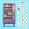 Vending machine with snacks and drinks. Vector illustration