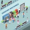 Vending Machines Consumers Isometric Composition