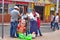 Vendor selling inflatable toys on Day of the Dead