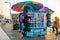 Vendors open for business on Santa Monica Pier, California