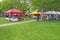 Vendors and shoppers at the farmers market in Hamilton, New York