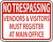 Vendors and Visitors Must Register Sign On White Background