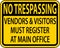 Vendors and Visitors Must Register Sign On White Background