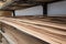 Veneer sheets stored on a shelf