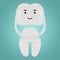 Veneer tooth, cartoon character. The concept of dental examination of teeth, dental health and hygiene.