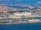 Venetian aerial view from aircraft of port of Venice or Venezia Terminal Passegeri Porto