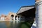 Venetian Arsenal with docks, wide canal and arcade in Venice, Italy