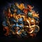 venetian blue and gold carnival mask, isolated on a black background